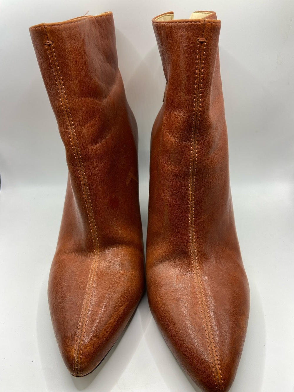 Vince Camuto Tan Leather Pointed Toe Ankle Boots
